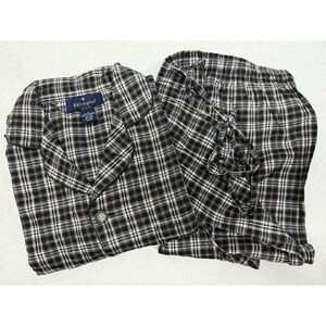 BARRINGTON Sears New Mens Large Plaid Cotton Flannel 2pc Pajamas Set NOS
